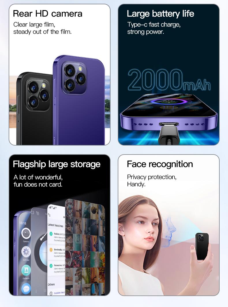 Product Introduction of Soyes xs17 3.0 "mini smart phone android9.0 Face ID 2GB RAM 16GB ROM dual SIM standby GPS 1950mAh 3g small phone mobile smartphone cellphone 14