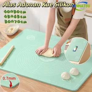 Vinnatsu 50cm*70cm Alas Adonan Tebal / Alas Kue Silikon Tebal Anti / Alas Pengaduk Silikon / Lengket Dan Anti Selip Alas Adonan Hijau Alat Kitchenware