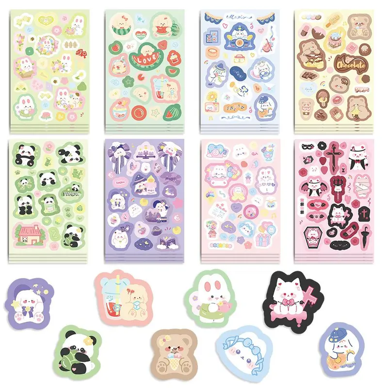 Cute Animal Pattern Sticker, 8 Counts/set Colorful Waterproof Sticker, Vinyl Cute Aesthetic Sticker for Water Bottle, Laptop, Phone, Skateboard, Decor 4