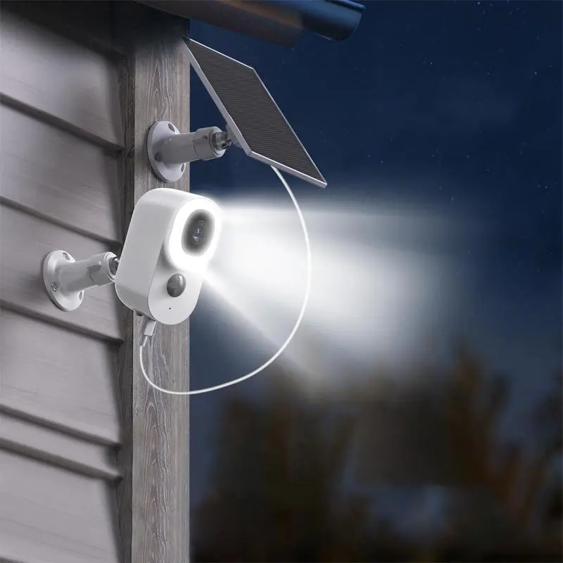 Solar Powered Outdoor Security Camera, 2.4G WiFi Home Exterior Wall Mounted Camera, Waterproof 14 LEDs Night Vision Camera with Two-way Audio, PIR Human Detection, Cloud & SD Card Storage Function