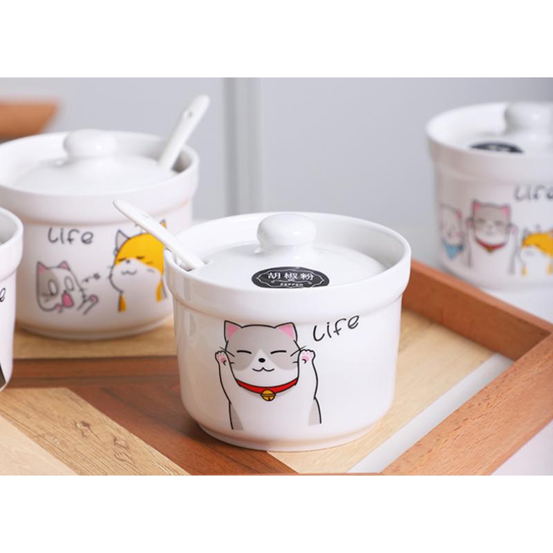 Product Introduction of Ceramic Seasoning Jar Combination Household Box Set High Temperature Resistant Pepper Salt Sugar With Spoon And Label Kitchen Utensils 28