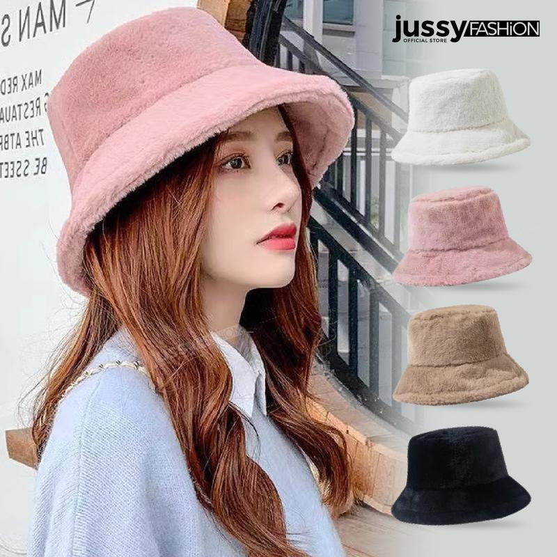 Mũ Bucket Len Lông Mịn Trơn JML06 Jussy Official Nón Tai Bèo Lông Cừu Hot Trend Phong Cách Hàn Quốc Dễ Thương Hat Women Cap