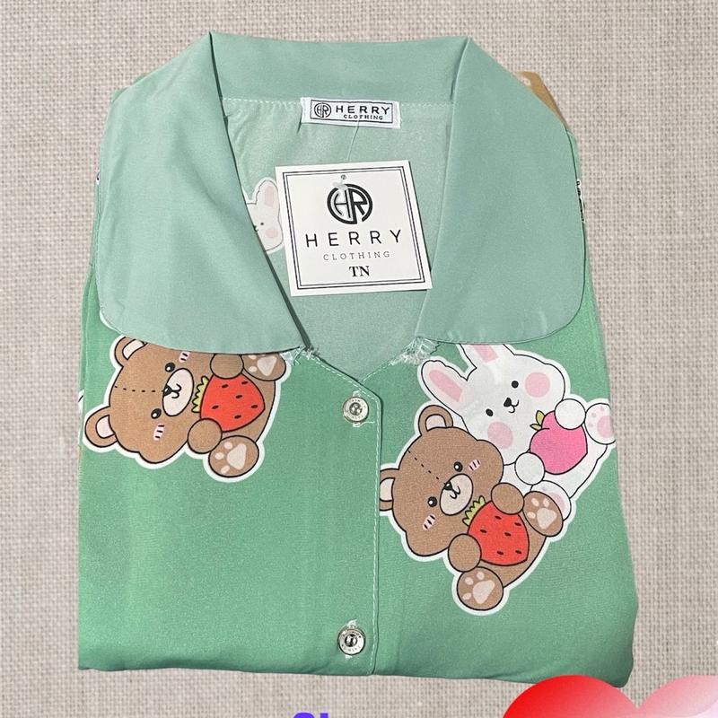 Bộ pizama lụa Mango tay ngắn, quần dài - Ben Shop - Lolita sleep home 1
