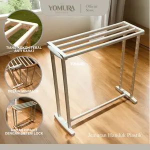 family store YOMURA Jemuran Handuk Plastik Rak Handuk Anti Karat Kuat Tebal Premium Dengan Sistem Lock Jemur Pakaian Warna Pastel