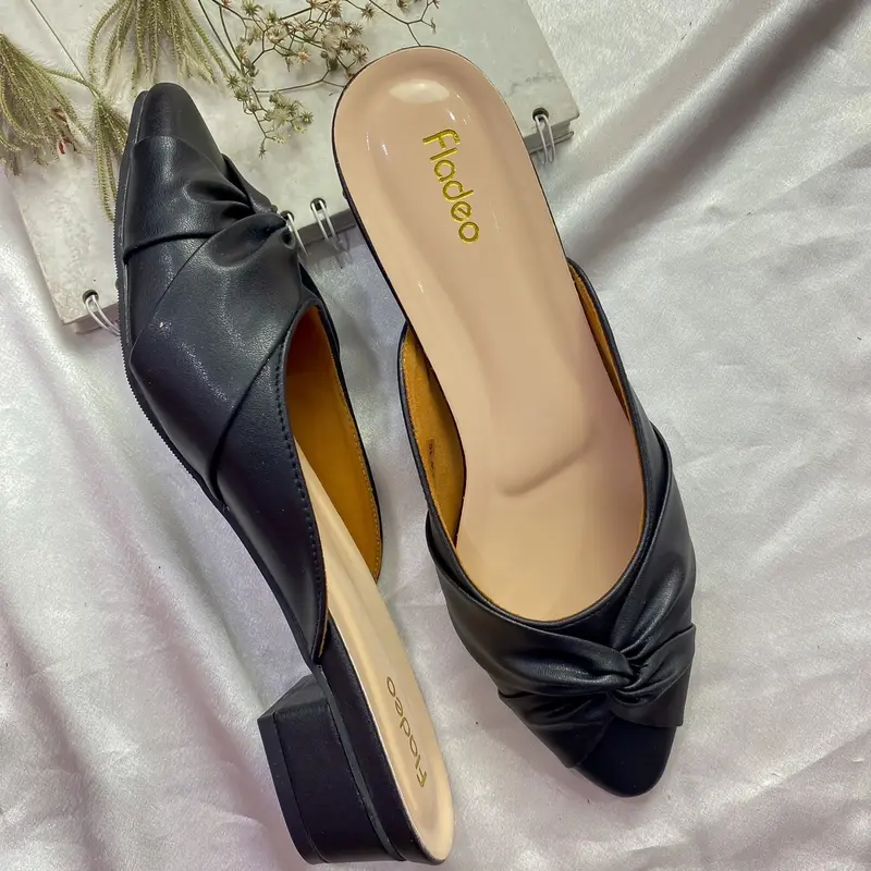 FLADEO Sandal Wanita Hak Tahu 3cm Variasi Pita Silang Nyaman Dipakai Shoes Sendal Naik Size 2
