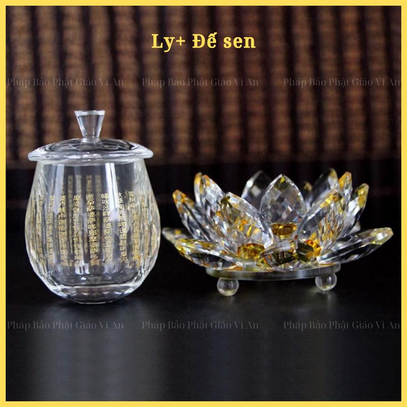 Bộ ly cúng dường Chú Đại Bi đế sen thủy tinh pha lê - An Nhiên St 5