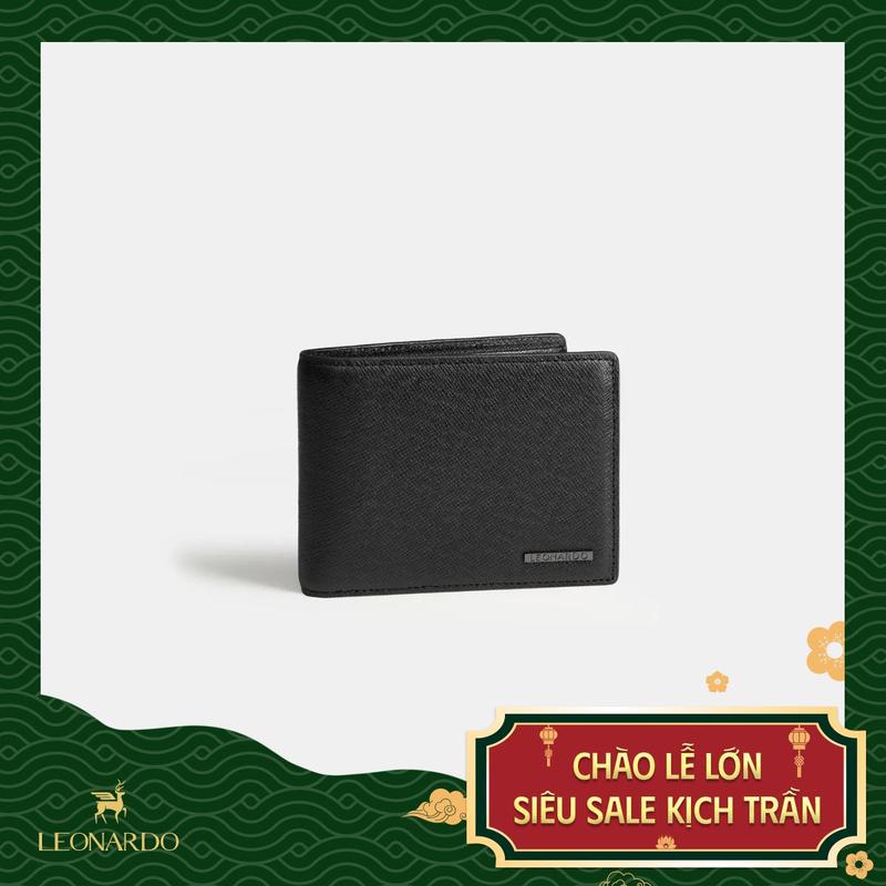 [MEGA LIVE] Ví Da Gập Đôi Mini Mercury, Chất Liệu Da Taiga Chống Thấm Nước, Thương Hiệu LEONARDO