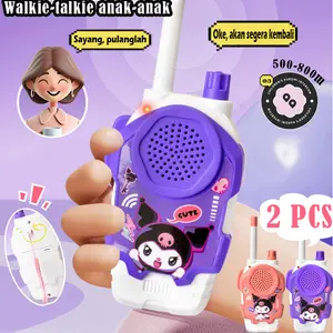 2 Buah Walkie Talkie Nirkabel Anak-anak Jarak Jauh 500-800 Meter Kuromi Walkie Talkie Nirkabel Mainan Edukasi Telepon Hadiah Anak-anak Control Remote Mic