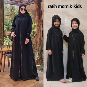 Abaya Ratih Mom and Kids Hitam gamis Elegan Simple Wanita Terbaru couple  Kombinasi  Sifon  Dress  Muslim Lebaran Turki Wanita Arab  Maxi  Umroh Edisi Lebaran Syari Ibu Dewasa Remaja Mewah