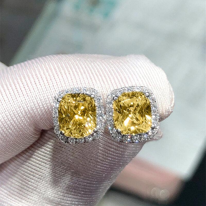 Product Introduction of Huitan Bright White/Yellow/Pink CZ Stud Earrings for Women Fashion Contracted Jewelry High Quality Wedding Engagement Earrings 6