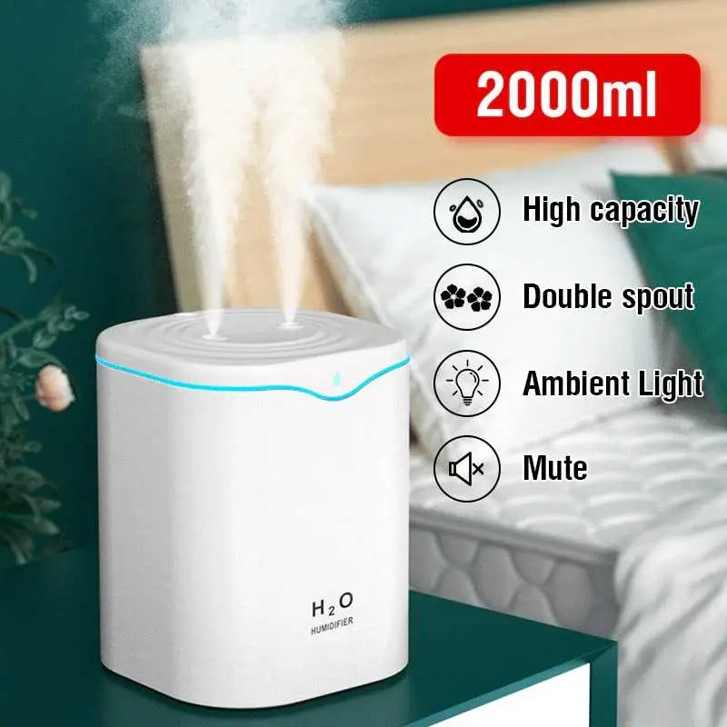 Humidifier Aromatherapy Oil Diffuser Double Spray 2000ml - H2000