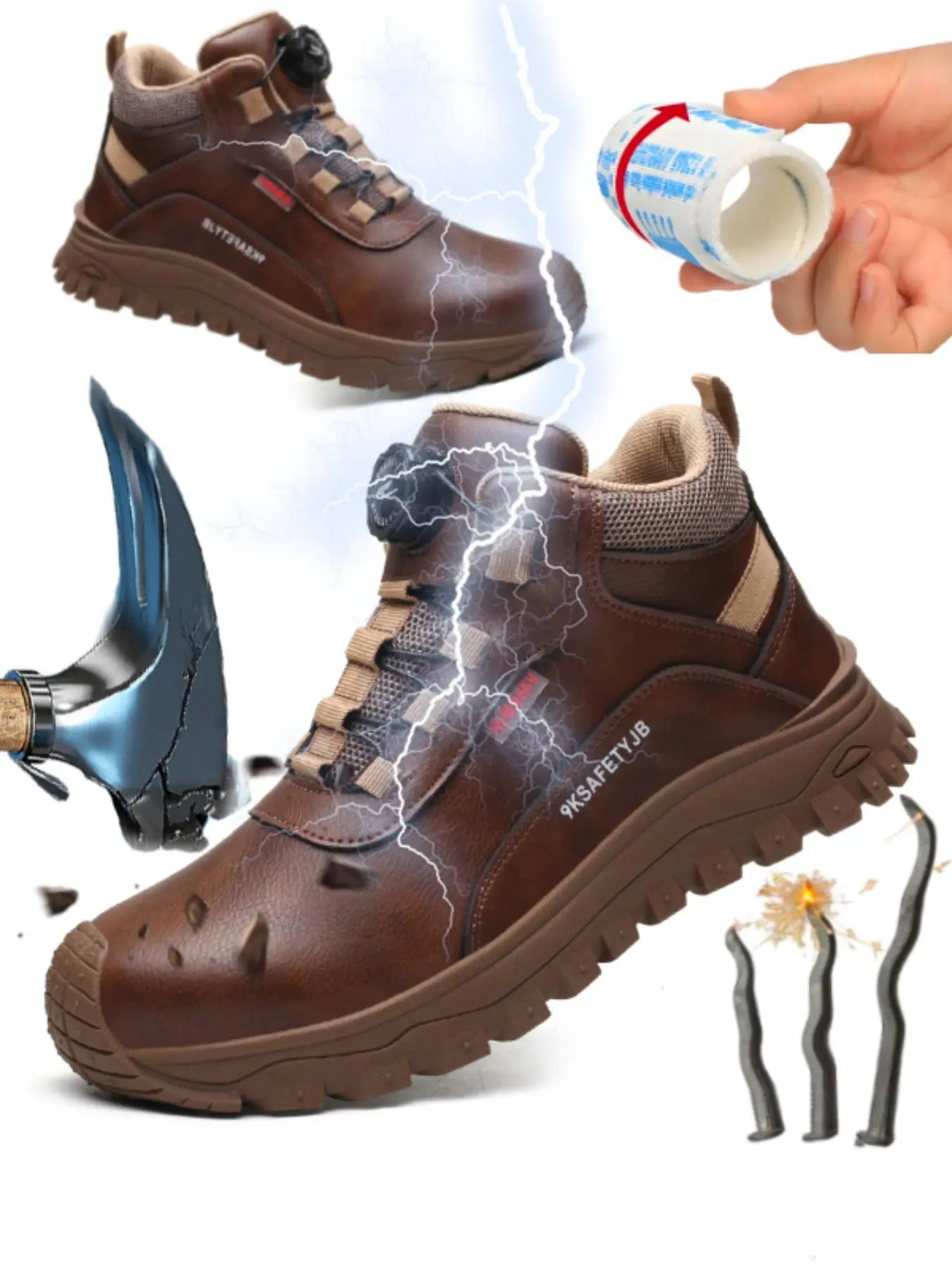 Men's Anti-smash and Anti-puncture Work Shoes, Comfortable Breathable Work Shoes, Safety Shoes for Men, Sports Footwear for Outdoor Activities, Steel Toe Boots