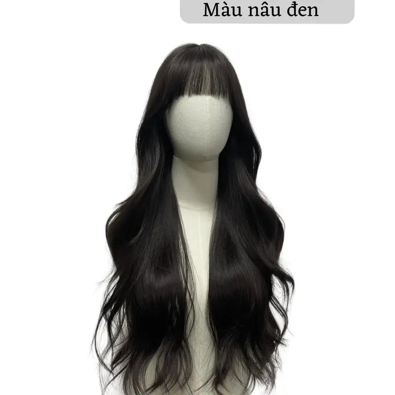 Tóc giả nữ nguyên đầu xoăn lơi 65cm ngôi ziczac ( tặng kèm lưới ) 5