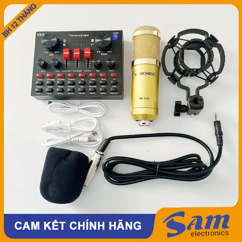 Bộ thu âm livestream V8S và BM900 bản có bluetooth livestream trên mọi nền tảng tóp tóp,Bigo, fc... hỗ trợ cổng máy tính 0