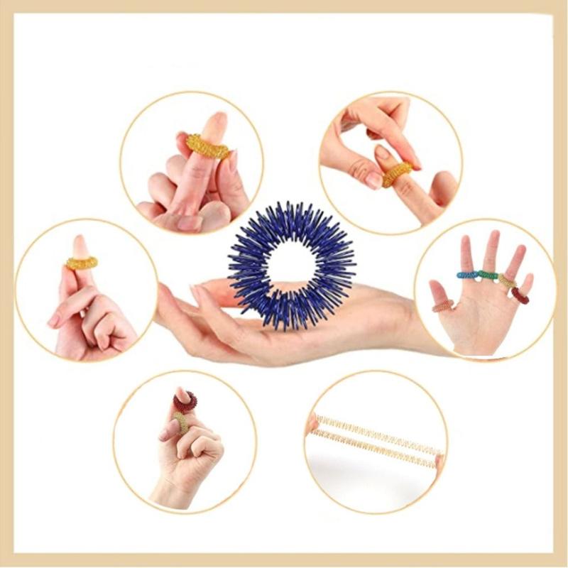 Product Introduction of Refined Premium Acupressure Ring φ2.5cm Springs Finger Massage Rings Mini Steel Anti Stress Rings Relaxation Fingers 9