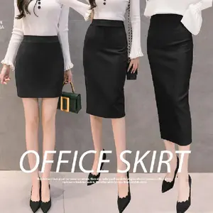 Office Skirt Rok Span Formal Pencil H Line Wanita Hitam