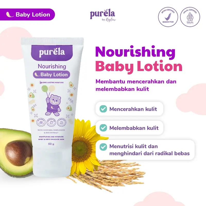 Purela Combo Glowing Skincare Baby Face Cream + Body Lotion Bahan Alami dan Organik Bayi Pembersih 4