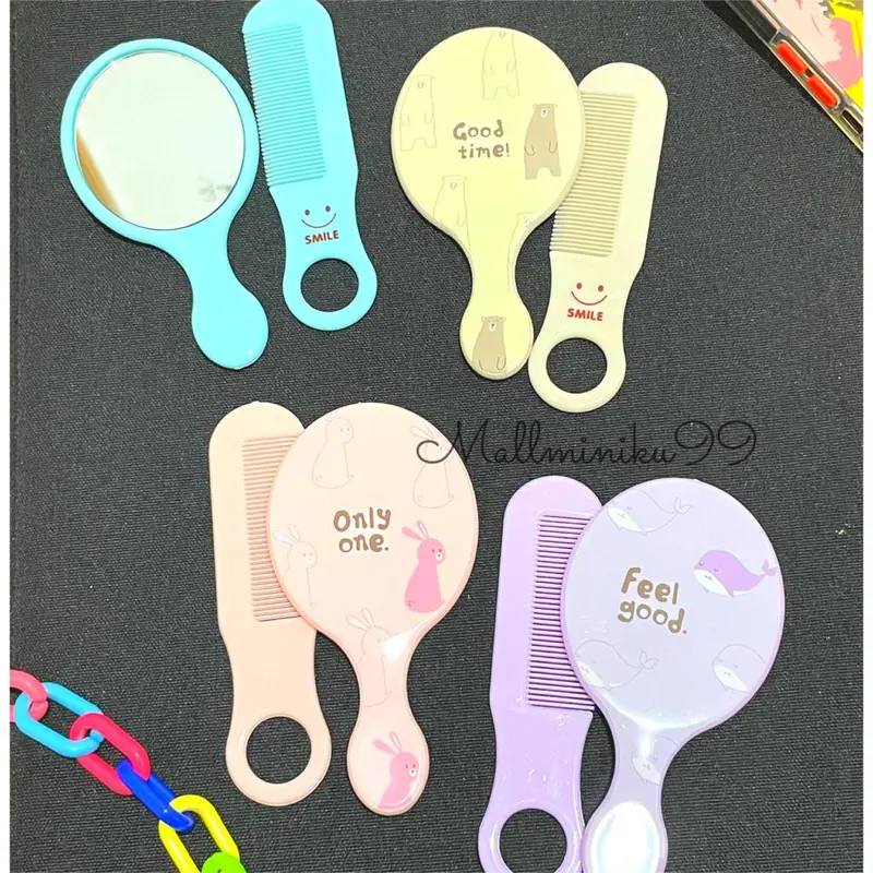 Kaca dan sisir set -  cermin mini set  sisir / kaca gagang kecil / kaca make up Ledi mart 1