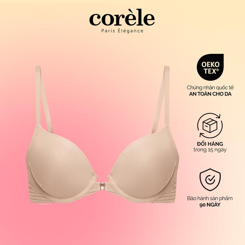 Áo ngực nữ Corèle cài trước gom V1, mút nâng vừa êm ái, có gọng chuẩn an toàn quốc tế OEKO-TEX từ Corèle Pháp - 31166A Ren Women Bra Tua Rua