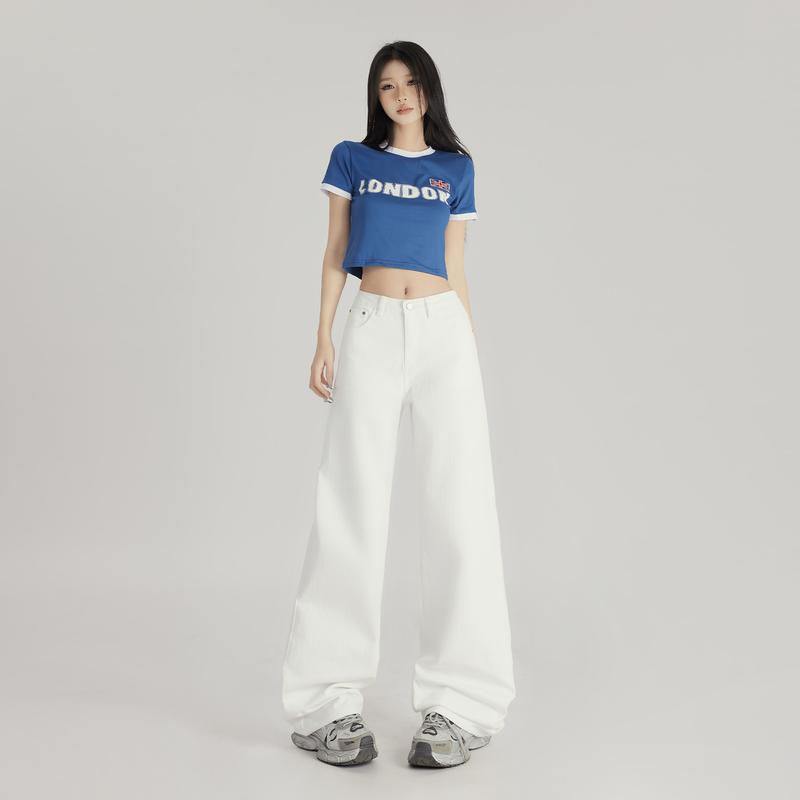 Quần Jean Kaki Nữ MIAA  Trơn Cạp Cao Ống Rộng Dáng Suông Đứng, quần kaki nữ lưng cao màu trơn Pants Women | BigBuy360 - bigbuy360.vn