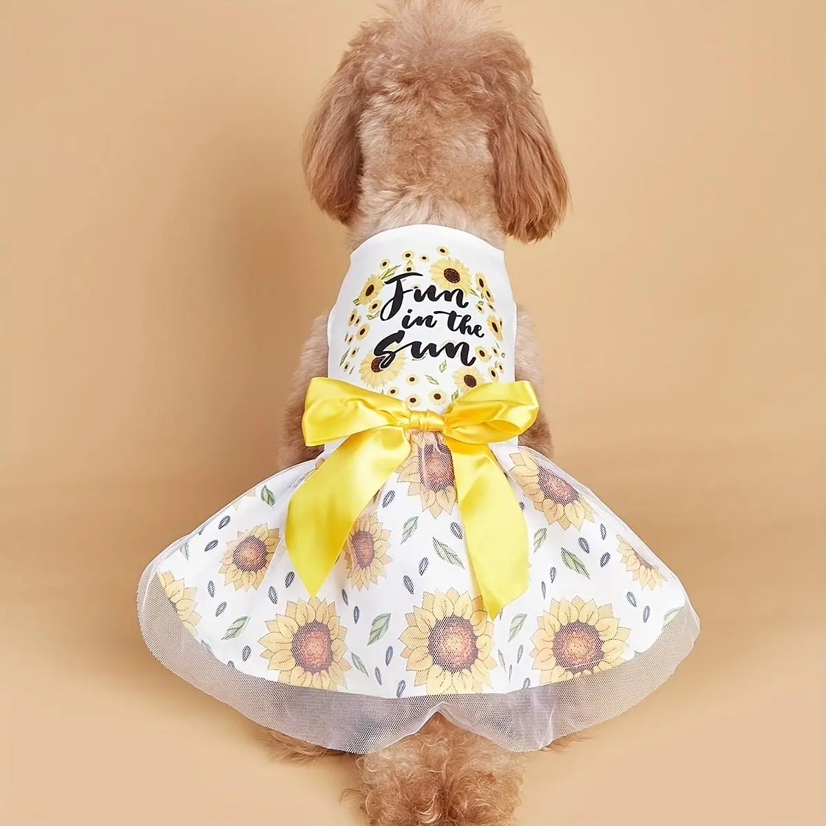 Sunflower Print Pet Dress, Cute Pet Dress for Small Dogs & Cats, Fashion Pet Clothes for Summer