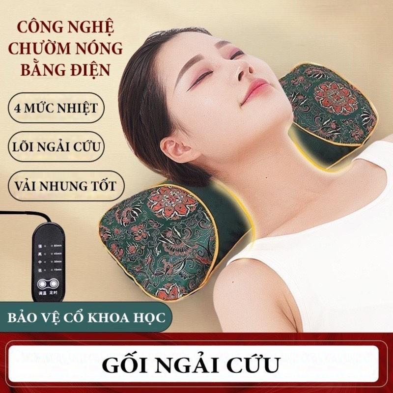 Gối Ngải Cứu Cắm Điện Làm ấm, Gối Massage Cổ Vai GáyThảo Dược Hương Thơm Thảo Mộc Tạo Cảm Giác Êm ái