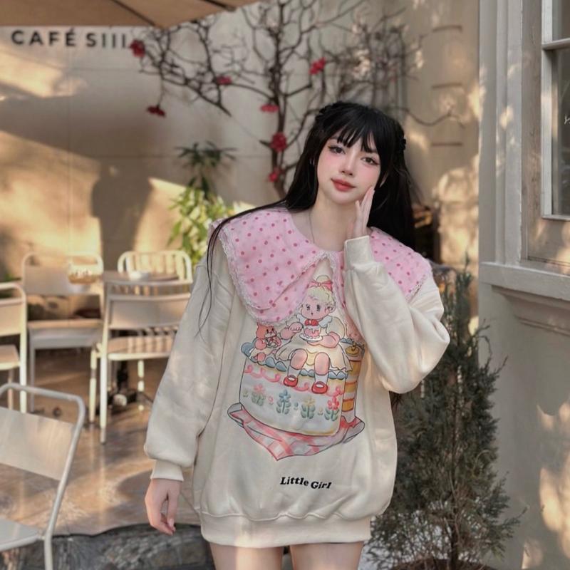 Áo nỉ em bé cổ bèo siu xinh