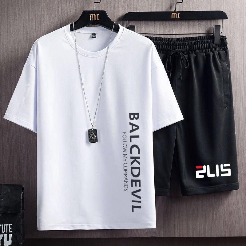 Product Introduction of Summer Men's Sports Suit Men's Korean-Style Fashionable Loose Casual Short-Sleeved Shorts T-shirt Handsome Clothes Men 5