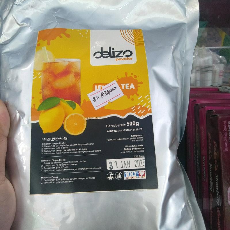 bubuk minuman power drink merk Delizo 500gr Coklat Gula Lemon Instan 1
