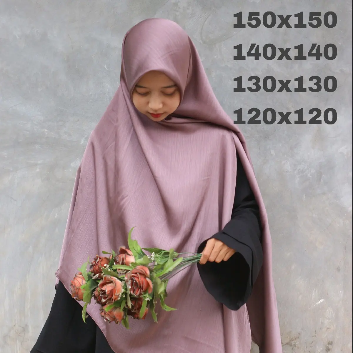 Segiempat Cradenza Silk Malay Square Silk Jumbo Syari - Premium Jahit Tepi Tegak - Jilbab, Muslim Kerudung Hijab