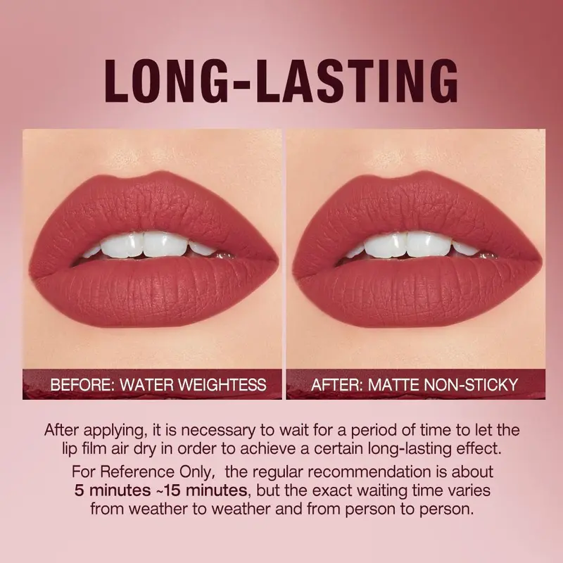 O.TWO.O Long-lasting (Need to Wait For Drying)Velvety Mist Texture Lock-in Makeup Technology Misty Kiss Lock Color Matte Lipstick Lipstik Glaze Gloss Kosmetik Liquid 6