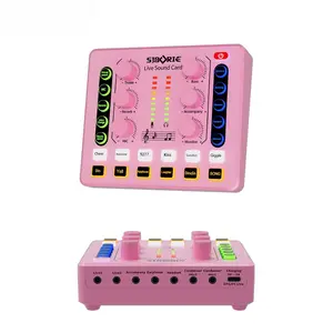 Siborie Pink Soundcard Bluetooth Live Sound Card External For Streaming Media