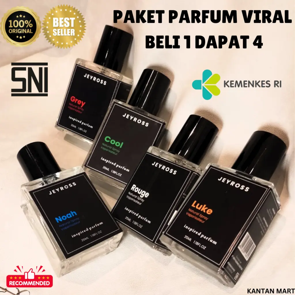 [CCKOREA] BELI 1 DAPAT 4 PARFUM VIRAL TRENDING JEYROSS Grey Noah Rouge Luke Cool TAHAN 6-8 JAM EAU DE PARFUME BEST SELLER KEMENKES & SNI