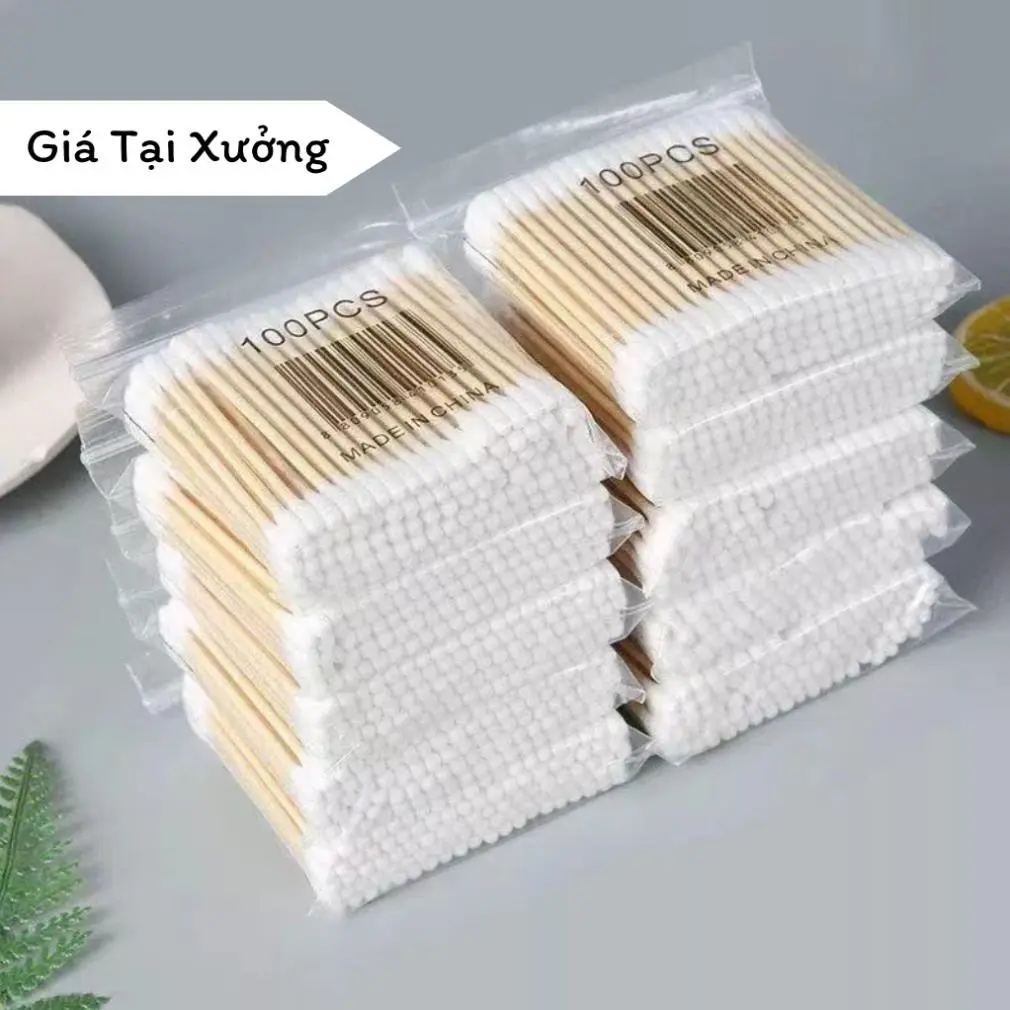 Tăm bông 100 Bông ngoáy tai thân gỗ tăm bông ngoáy tai hai đầu thân thiện với môi trường KABA
