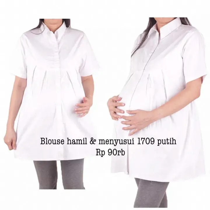 Baju Hamil & Menyusui Kemeja Putih 1709