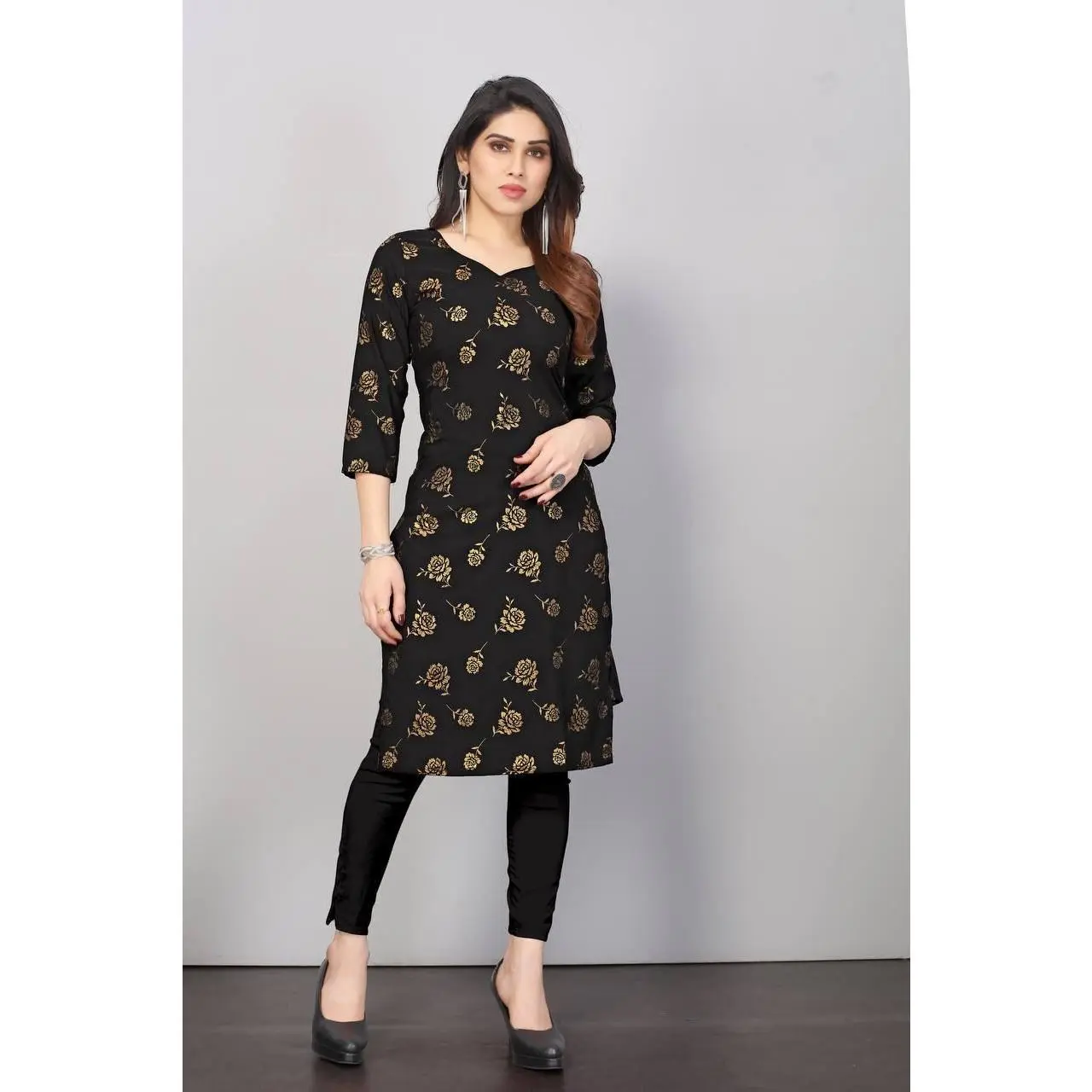 [Ready Stock] New Arraival American Crepe With Digital Flower  Printed kurti Plus Size For Girls And Women(Delivery Within 5-7 Days)