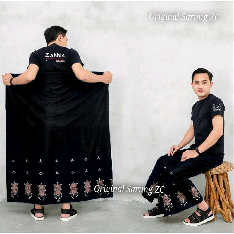Sabiq - Sarung Batik exclusive Rayon Super - Motiv Lampion Prada Hitam Navy Dewasa Katun Muslim Motif Pekalongan 0