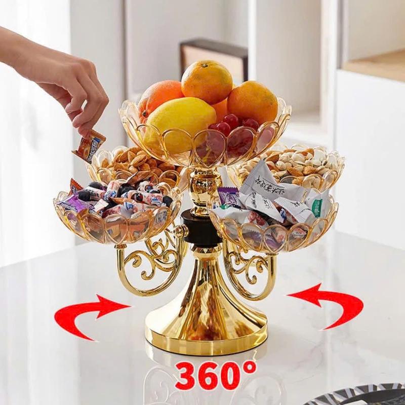 Khay đựng bánh kẹo , hoa quả 5 tầng bằng nhựa cao cấp, khay đựng mứt TẾT xoay 360 độ sang trọng
