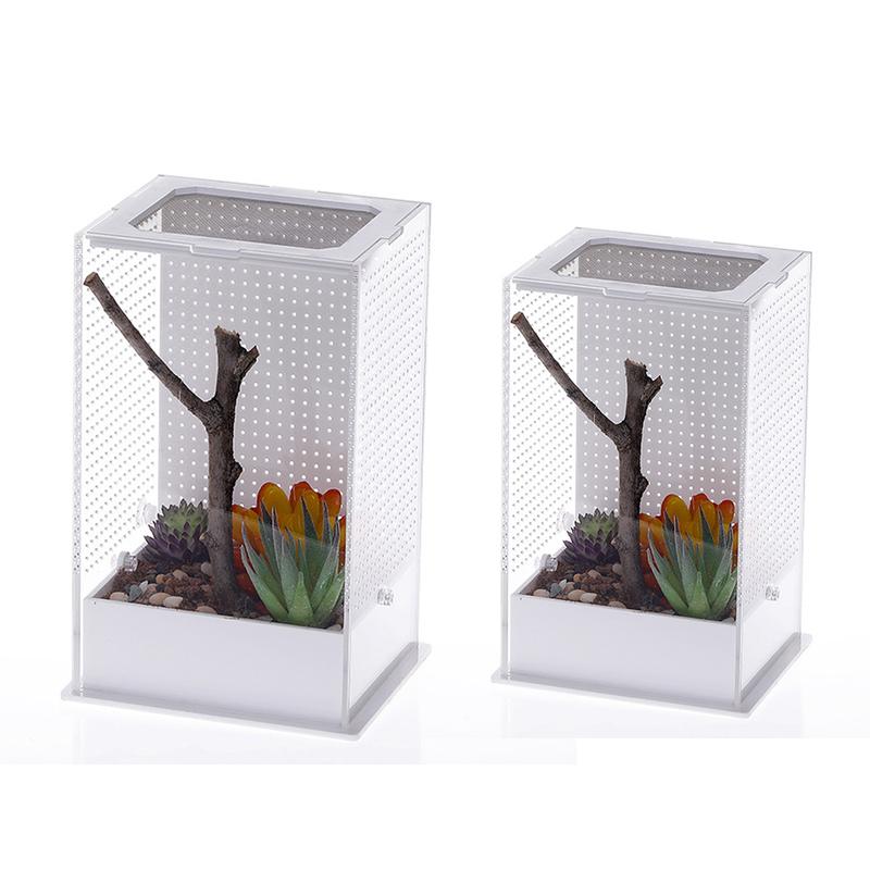 Reptile Feeding Box Breeding for Case Portable Plastic Terrarium Clear Insect Habitat for Mini Pet Lizard Centipede 2 1