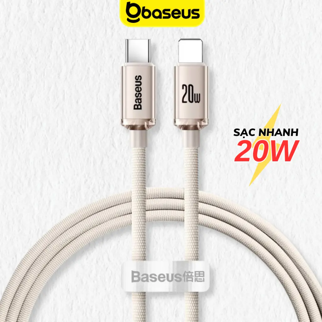 Cáp sạc nhanh 20W Baseus Crystal dây dù dài 1m 2m siêu bền cho xsm xs 12 13 14 11 pro max