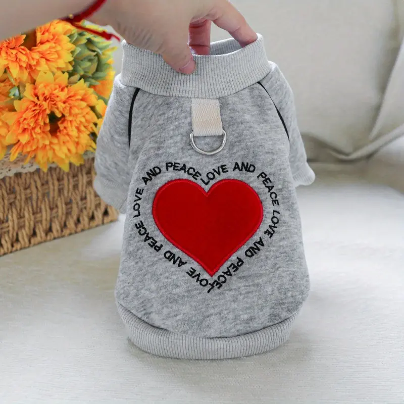 Cozy Love & Peace Heart-Shaped Pet Sweater - Soft Polyester Knit Pullover for Small Dogs, Bichon, Pomeranian, Teddy | Cute Comfort Fit for All Seasons