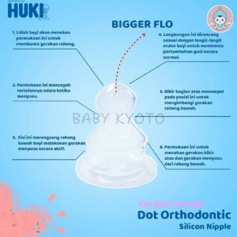 BK Huki Dot Bayi Orthodontic Nipple Gepeng Ortho Silicone Karet Anti Kolik Toples isi 18 BPA Free 5