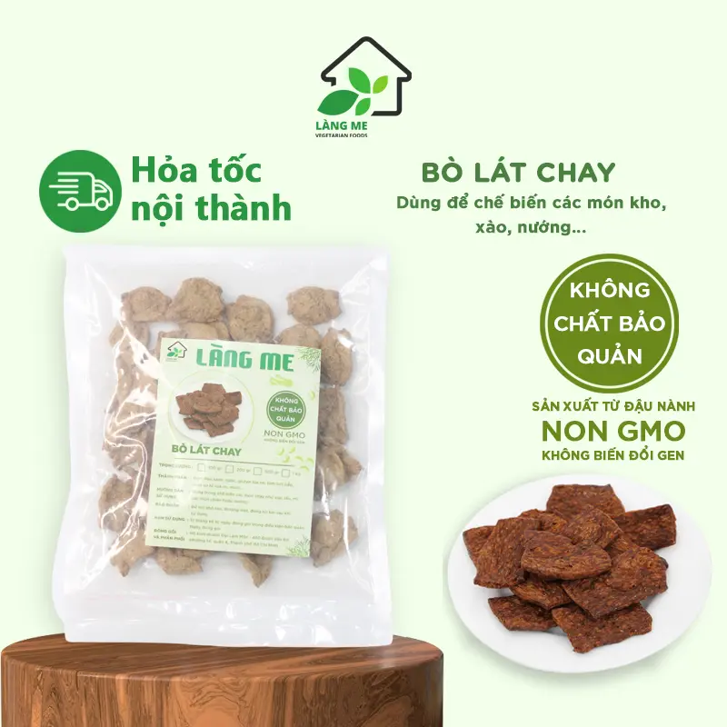 Bò lát chay Làng Me, Thực phẩm chay ngon loại 1, chế biến món chay ngon, không chất bảo, không biến đổi gen