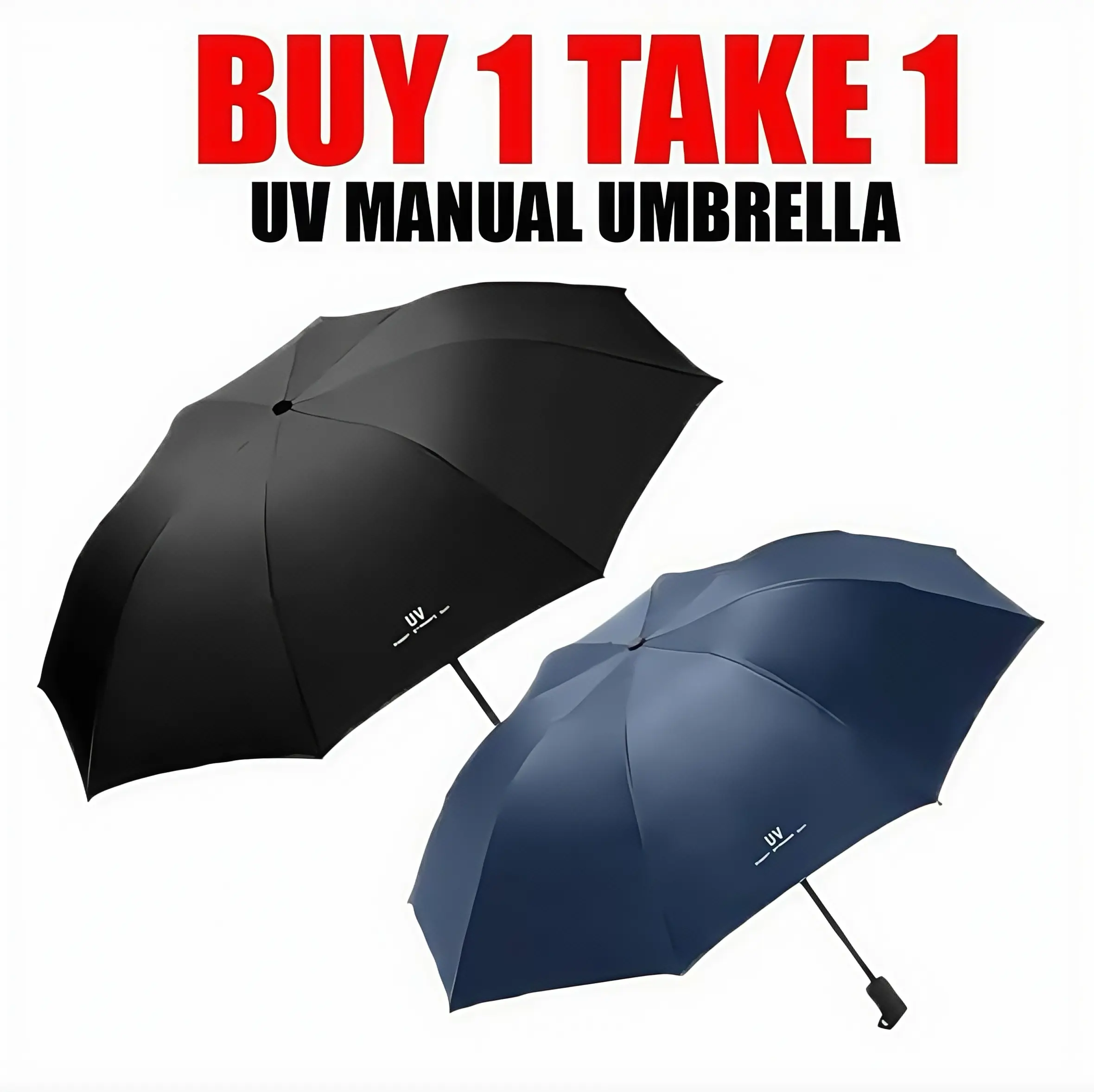 BUY 1 TAKE 1  OKAY UV folding sunscreen windproof wholesale umbrella (manual)-Many color combinations Steel Waterproof Cover b 1 t uv umbrella uvumbrella buy1take waterproof folding