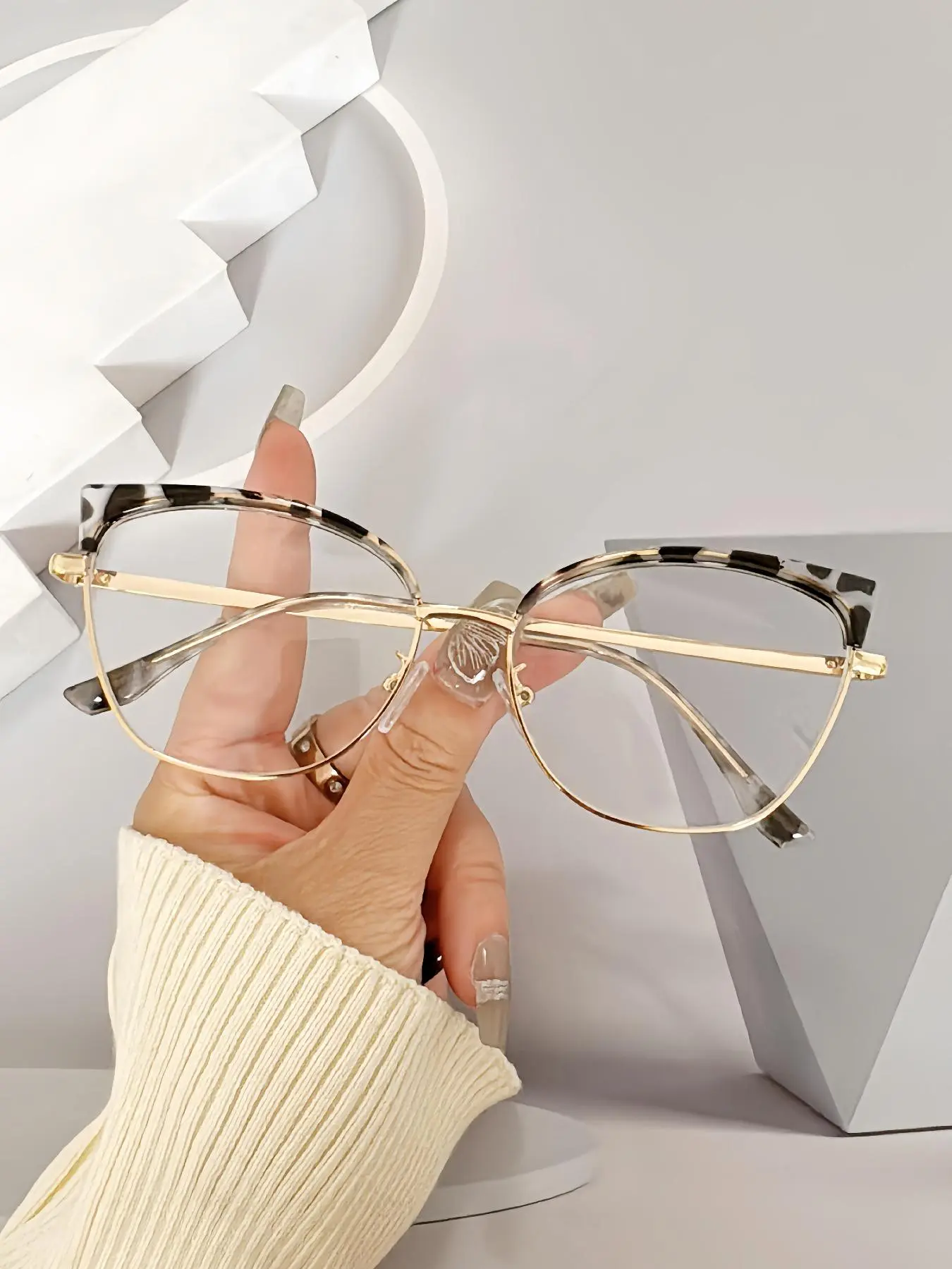 Unisex Cat Eye Frame Anti-blue Light Eyeglasses, Basic Flat Frame Eyeglasses for Women & Men, Fashion Eyeglasses for Work, Daily Decor