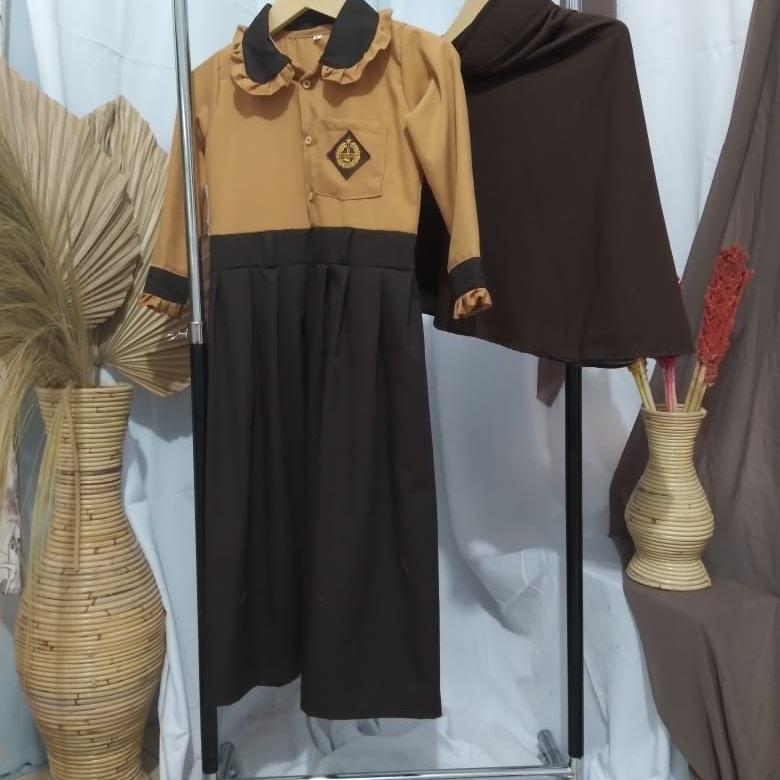 SERAGAM ANAK SD MODEL GAMIS 1 SET DENGAN KERUDUNG Setelan Muslim Baju Wanita Remaja 4