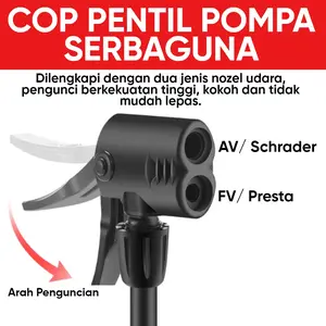 Cop Pompa Dobel Motor/Sepeda/Fixie Cop Pentil Pompa Schrader Presta AV Dan FV Serbaguna Sepeda Motor Mobil DLL