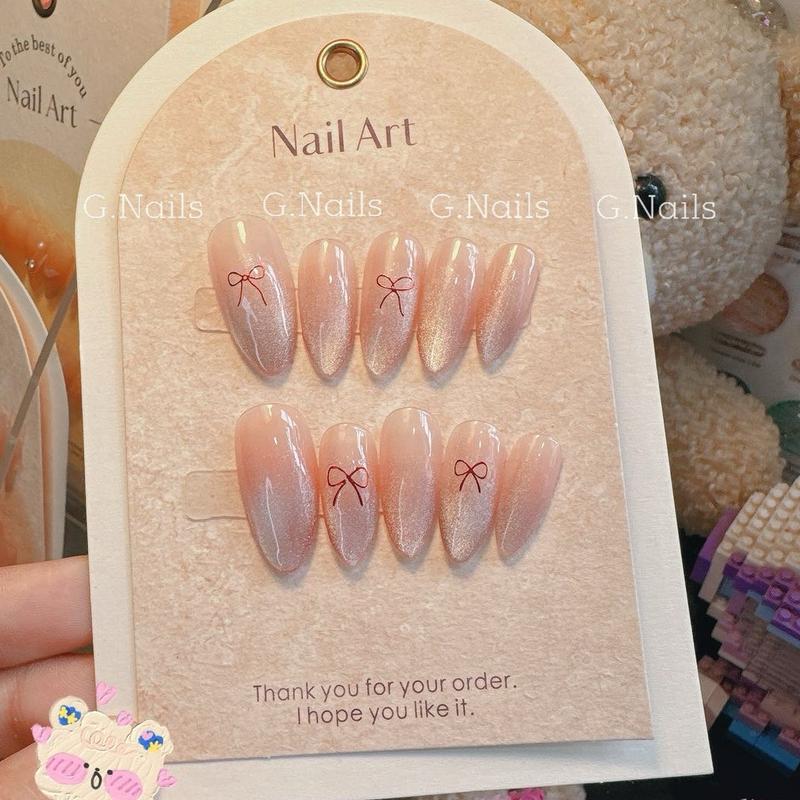Nail thạch hồng ombre mắt mèo ánh trăng sáng