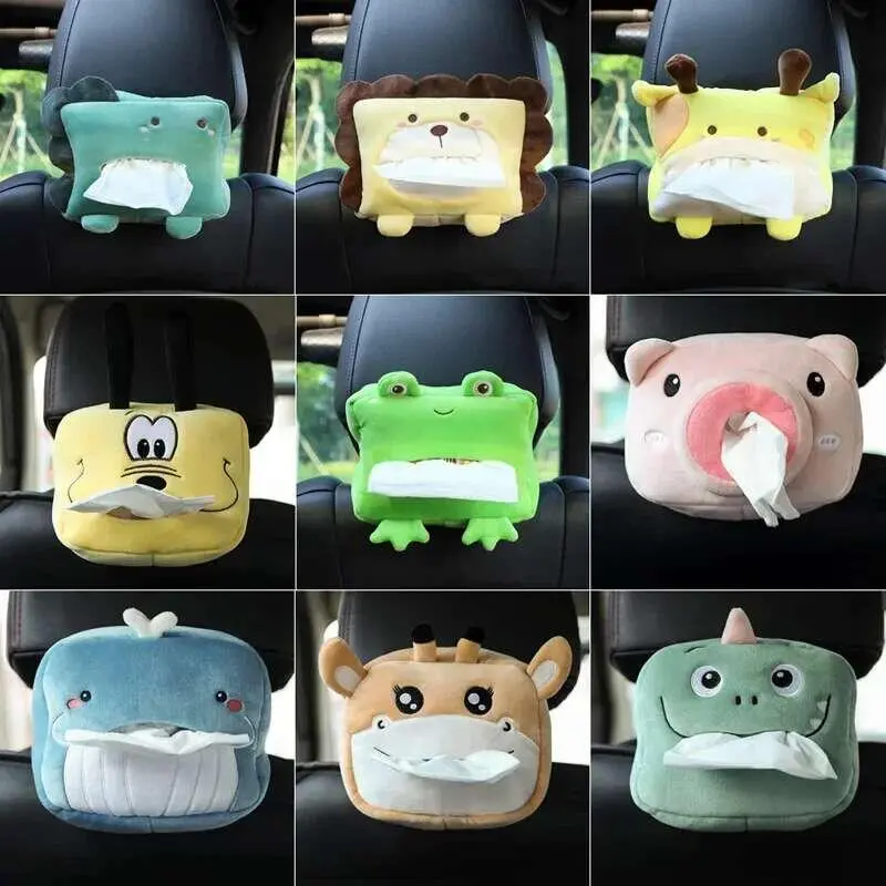 Cartoon Animals Paper Car Inner Armrest Sun Visor Pumping Box Cute Creative Tissue Boxes Accessory