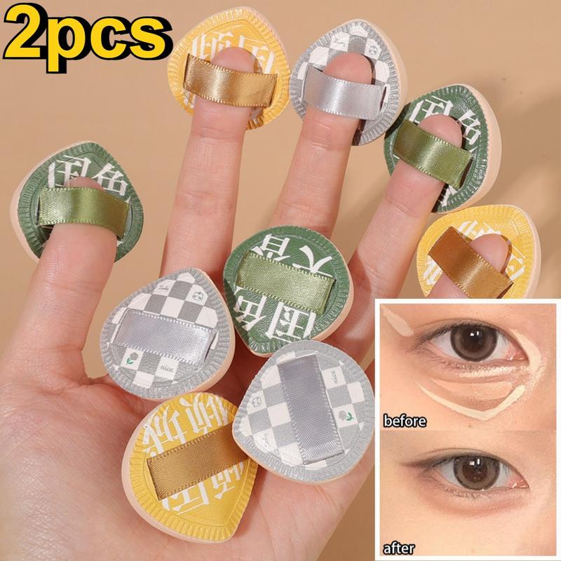 2 Pcs Mini Finger Powder Puffs Face Concealer Cream Foundation Cosmetics Cotton Candy Puff Dry Wet Dual-use Makeup Tools 0